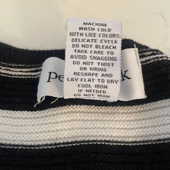 Peck & Peck Stripe Sweater with Pom Poms, Black and‎ White, Size XL - Picture 5 of 5